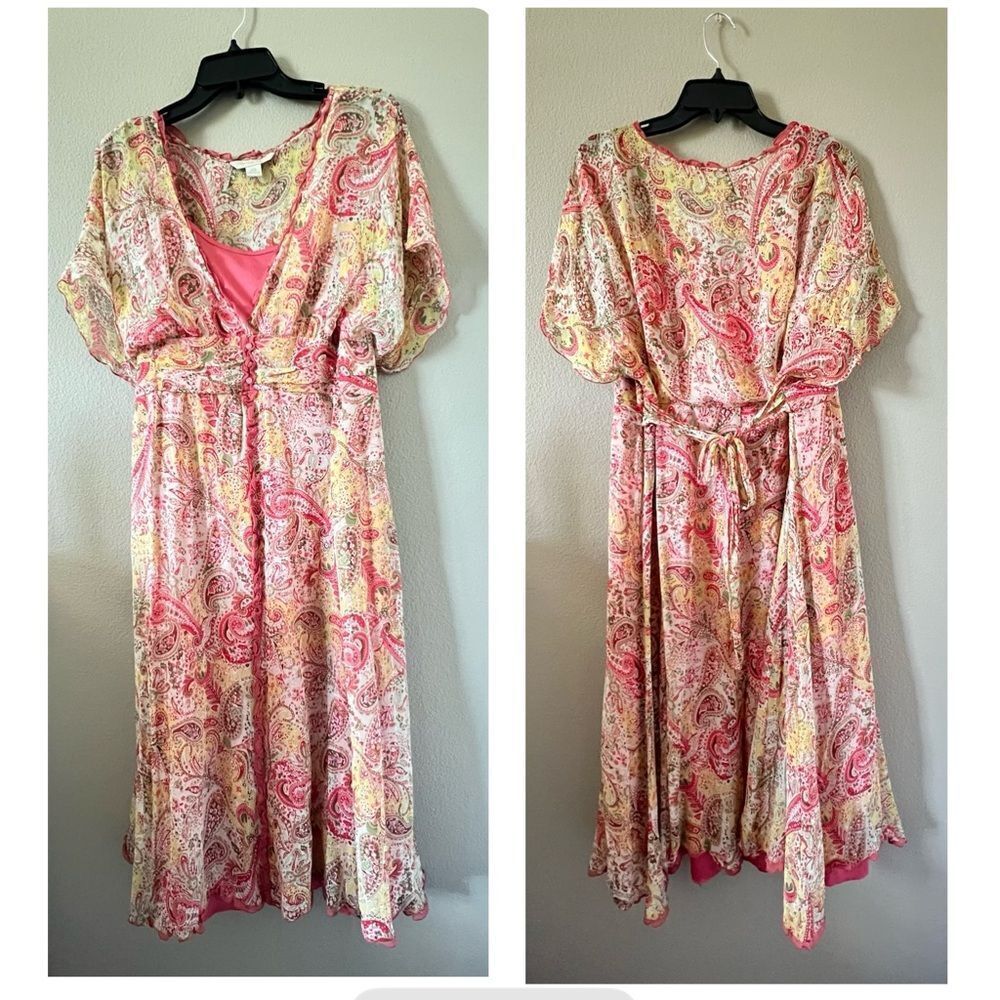 Jonathan Martin Vintage 100% Silk Paisley Floral Print Dress